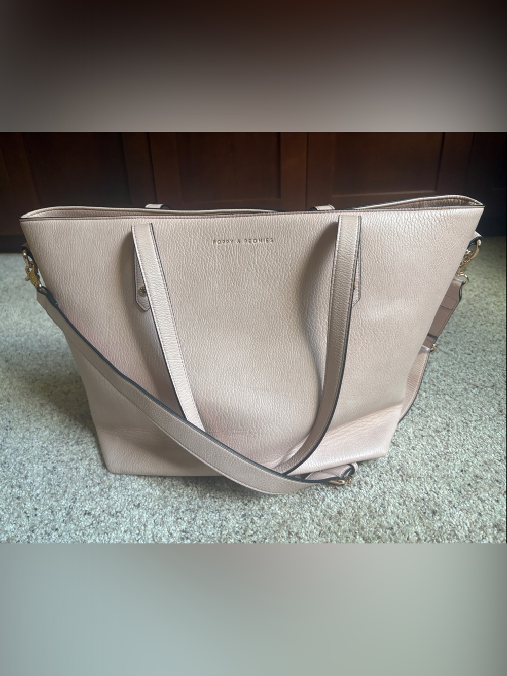 Poppy & Peonies Blush Tote with Gold Hardware